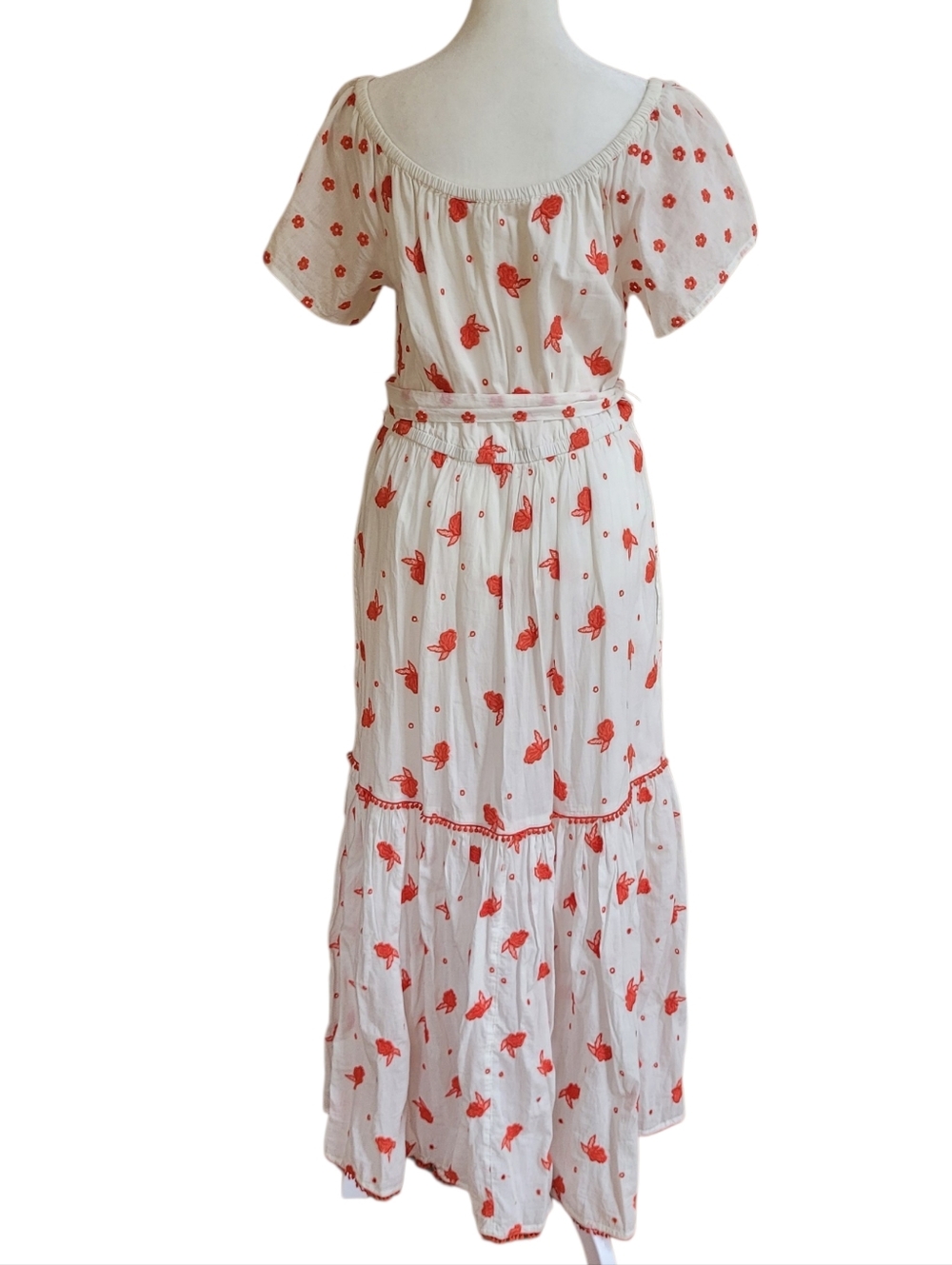 Anthropologie Esme Embroidered Floral Maxi Dress Boho Tiered Cottagecore Sz M - Picture 8 of 14